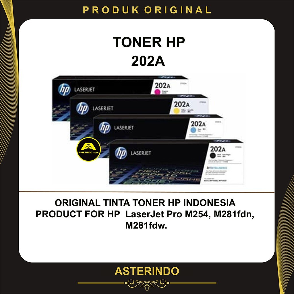 Toner HP 202A Tinta Cartridge Printer Laserjet Black Cyan Magenta Yellow Color 202 A Original Produk