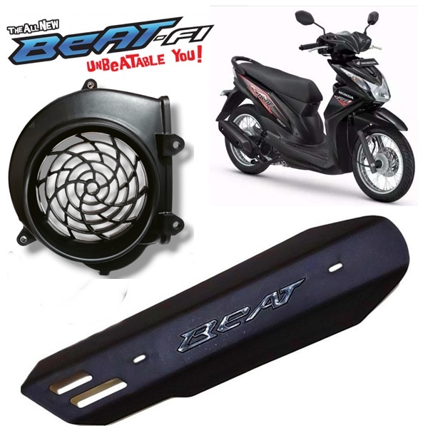 Tutup Kipas Beat Fi Plus Tutup Knalpot Standar Hitam Variasi