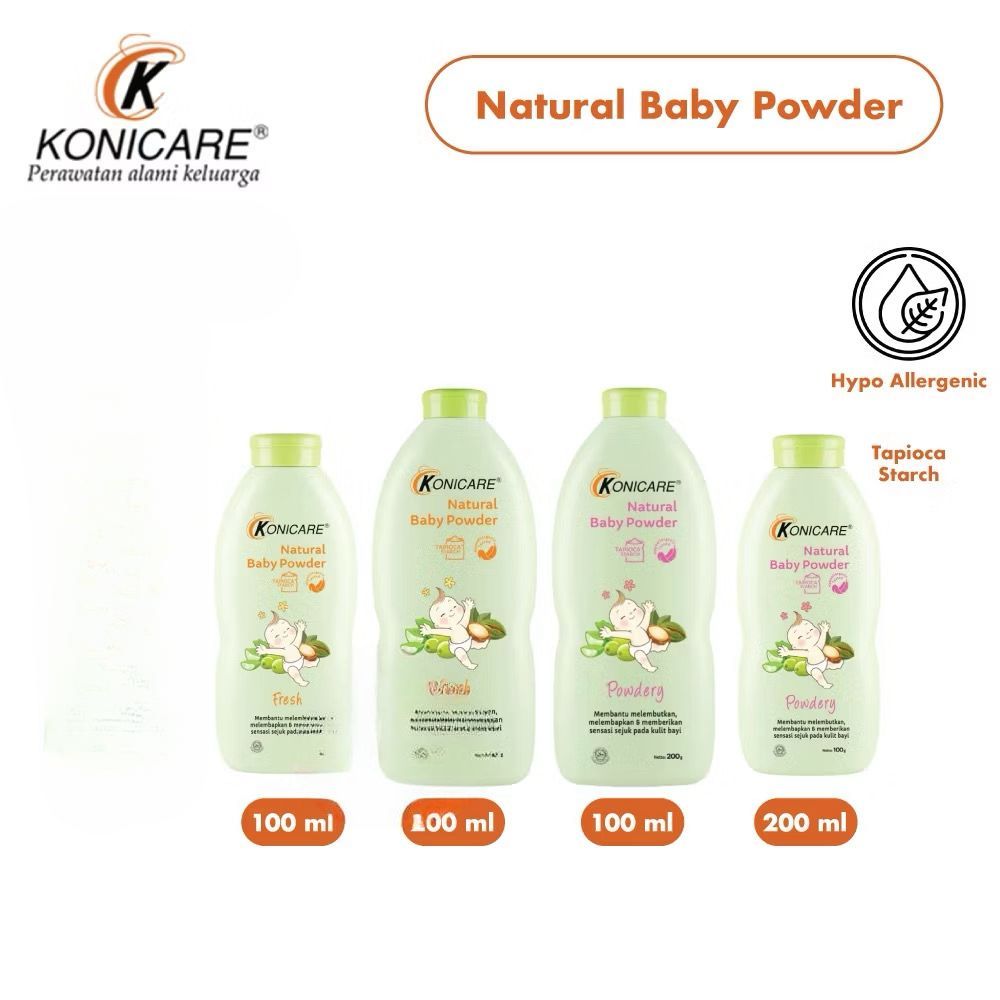 KONICARE Natural Baby Powder Bedak Tabur Bayi Powdery Fresh 100gr 200gr