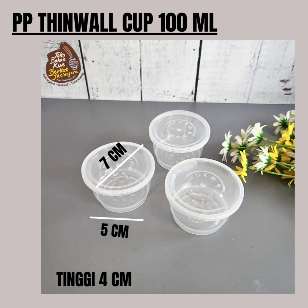 PP THINWALL CUP 100 ML / THINWALL BULAT + TUTUP / THINWALL KLIR 25 PCS