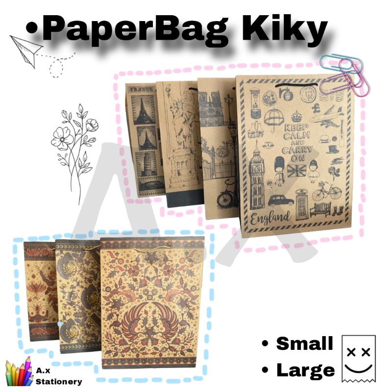 

[1PCS] PaperBag Kiky Kraft Batik | PaperBag Kraft Citi Travel | GoodieBag Kiky Kraft Motif