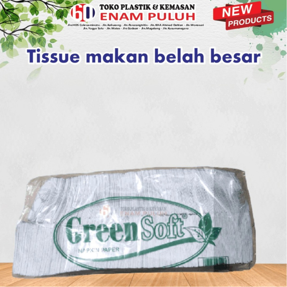 Tissue Makan Belah Besar Green Soft / Napkin Besar Green Tissue Belah / Tissue Makan  Halus Lembut G