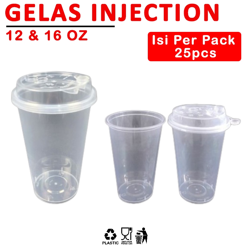 CUP PP INJECTION 16 Oz 500ml | gelas injection 16 oz TUTUP TERPISAH
