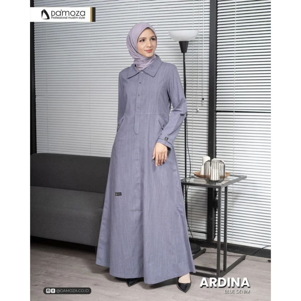 DAMOZA | GAMIS DAMOZA | DAMOZA Ardina | Ardina Blue Denim  | Dress Muslimah | Gamis DAMOZA / ORI 100