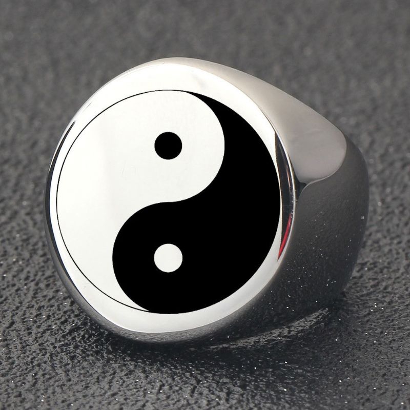 Cincin Bulat Laser Yin Yang Stainless Premium / Chinese Yin Yang Rings Men's Stainless Steel  / Cinc