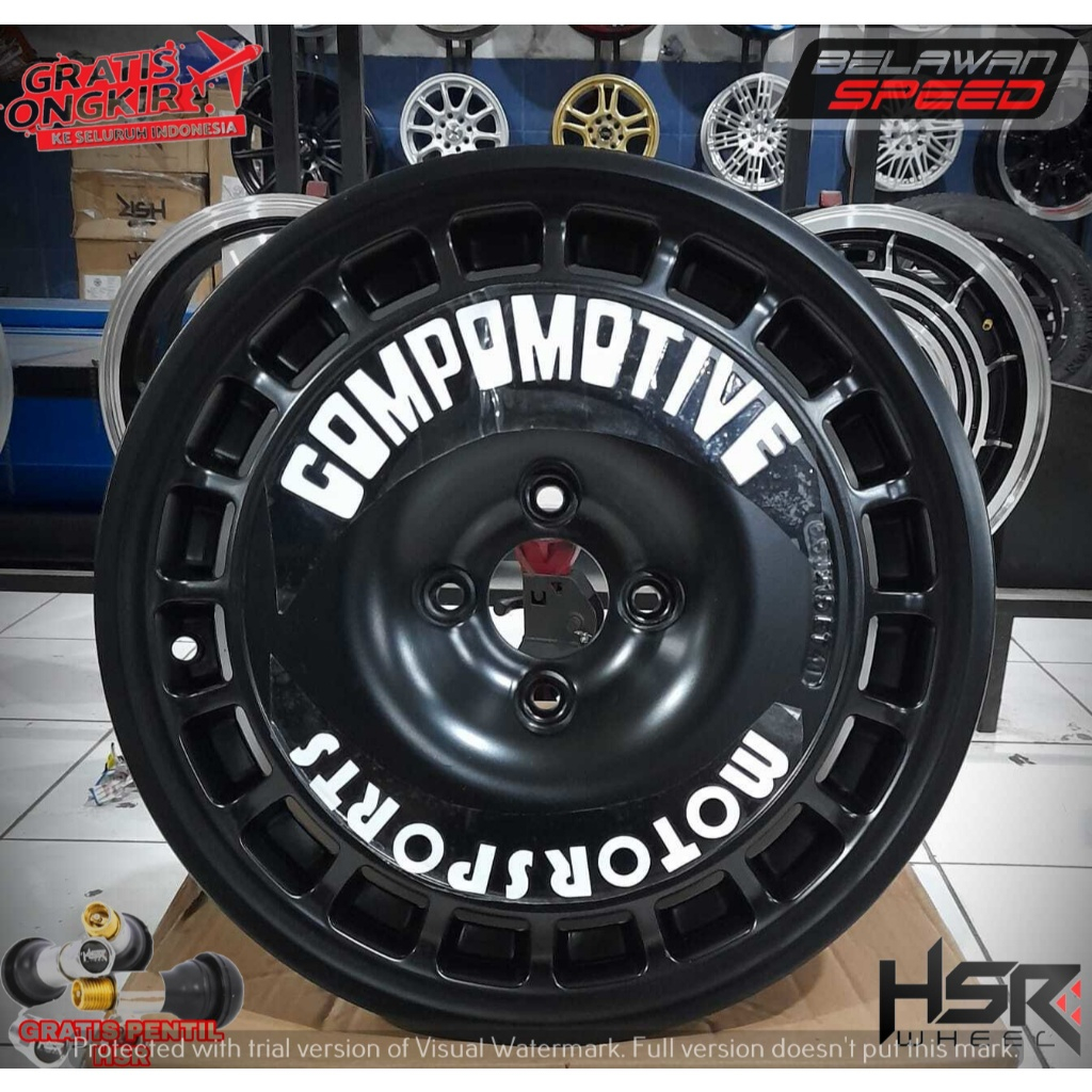 PAKET PELEK PLUS BAN RING 15 R15  VELG MOBIL COMPOMOTIVE PCD 4X100  UNTUK BRIO JAZZ VIOS YARIS
