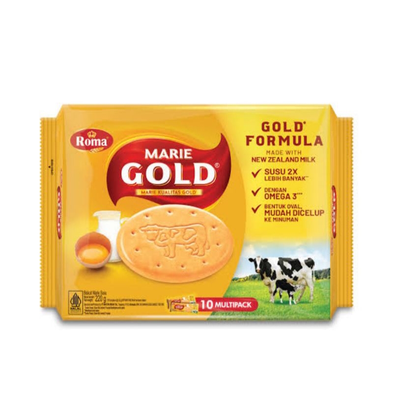 

Biskuit Roma milk marie gold 220gr isi 10 pack