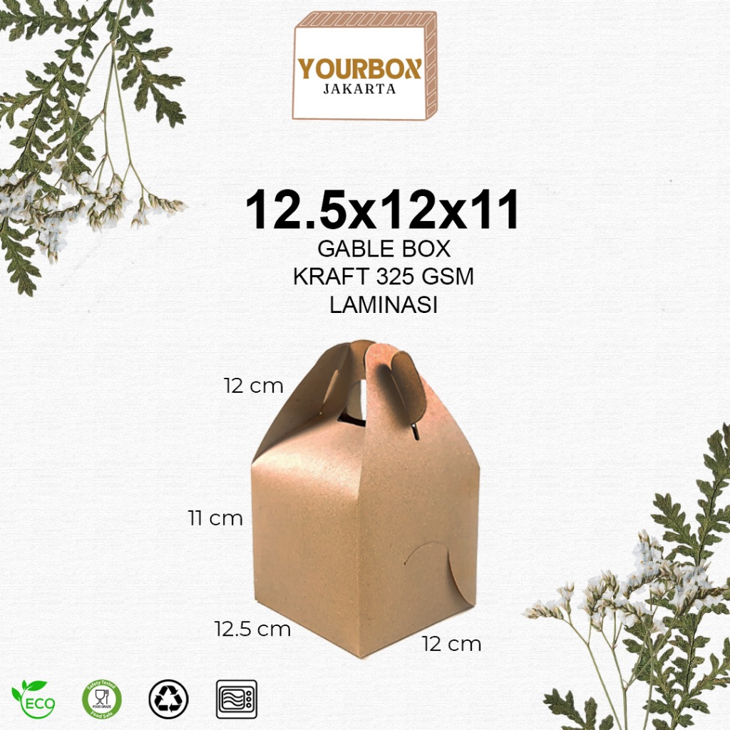 

Gable Box Hampers LEBARAN Souvenir Gift Pack Snack 12x12x12 LAMINASI