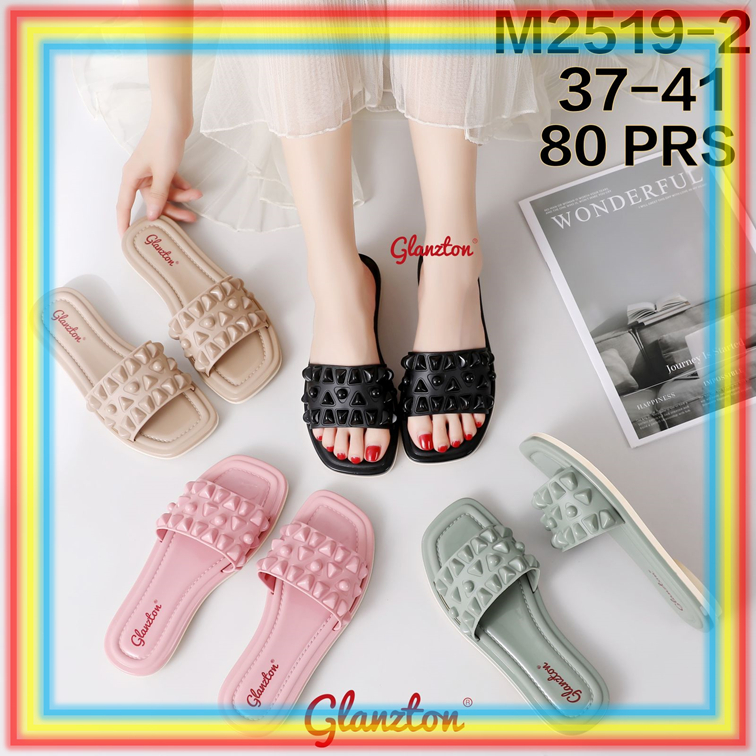 M2519-2 Sandal Selop Karet Wanita Glanzton Sendal Slop Cewek Empuk Jelly Duri Glosy Glossy Verotino