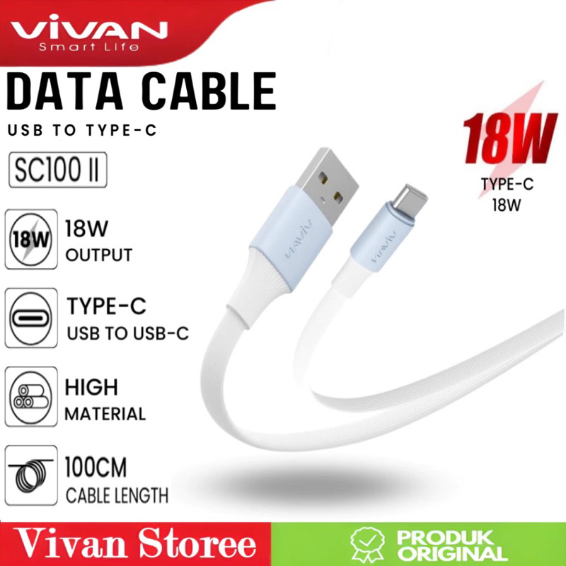 Kabel data type c VIVAN SC100 fast charging 18W