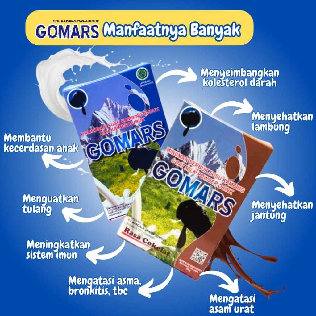 

Susu GOMARS kambing Etawa 200 g Original dan Coklat