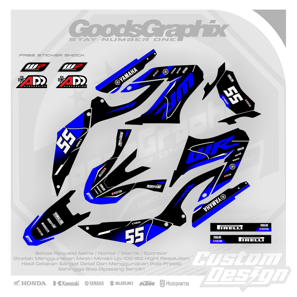 Decal Yamaha Wr 155 Hitam Biru - Decal Custom Yamaha Wr 155