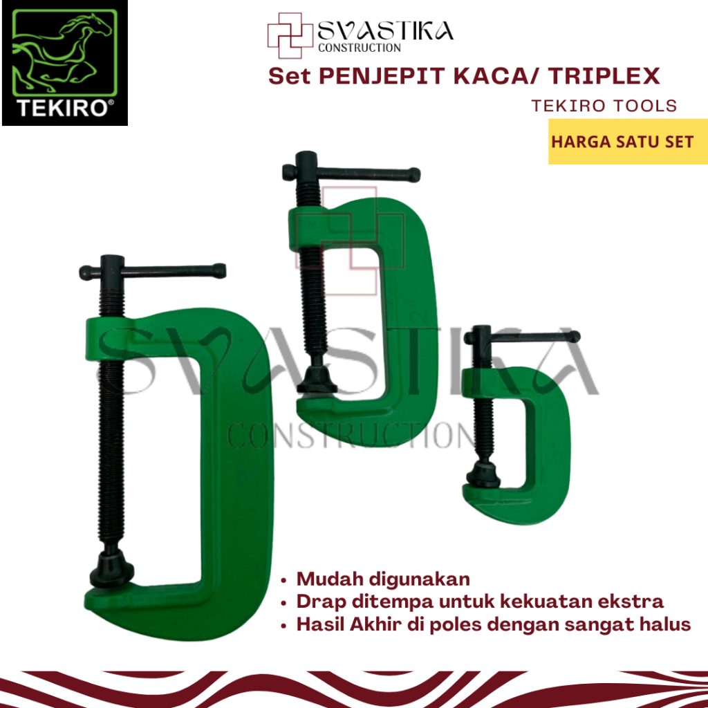 Tekiro Penjepit C set  Penjepit Kaca  Kayu Besi