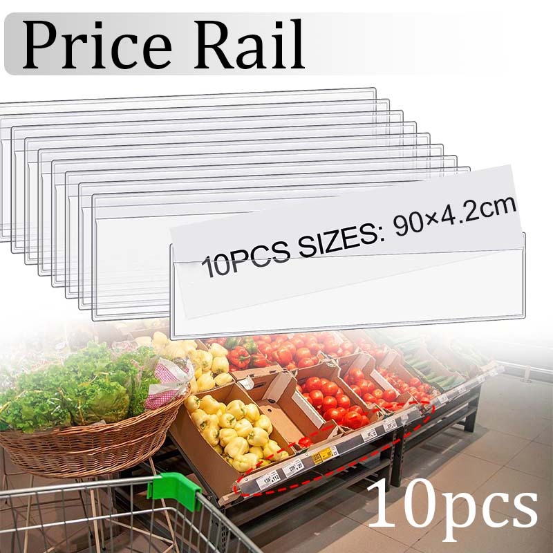 

10pcs Papan Harga Price Tag Price Rail Double Tape Price Rail Rak Minimarket Pvc Label Harga Aksesoris Price Label