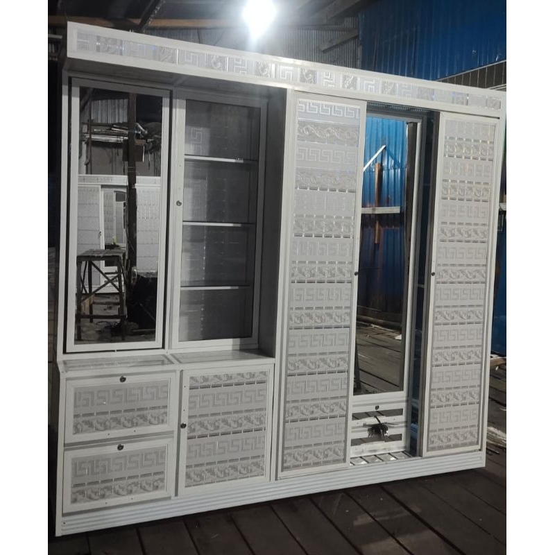 Lemari baju pvc pintu 5 + rak hias / lemari kaca / Lemari baju pvc mewah