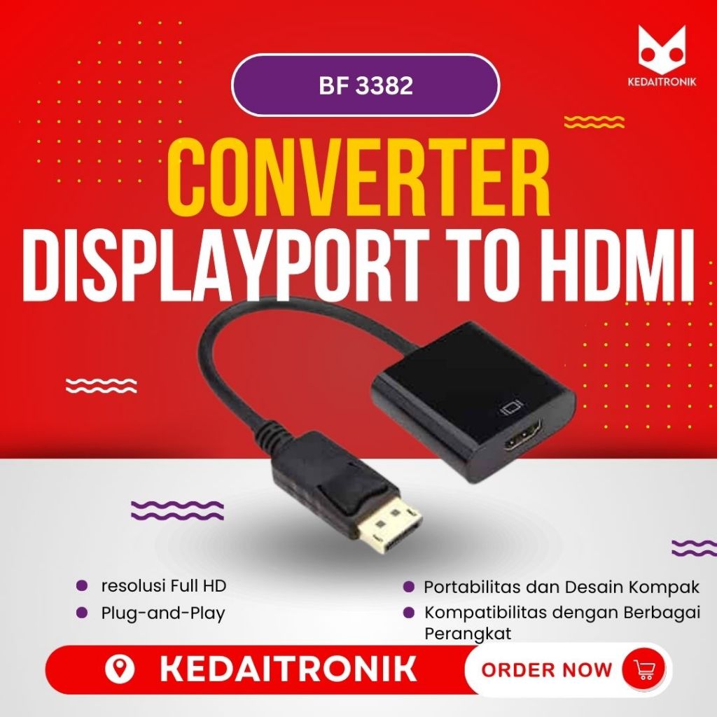 Converter Display Port to HDMI BAFO DP HDMI BF-3382 BF 3382 Full HD  BF3382