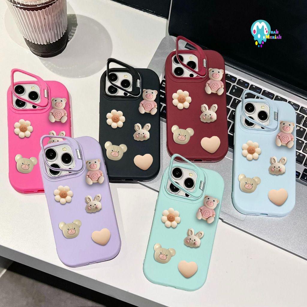 GC99 3D RABBIT FLOWER MACARON STAND SOFTCASE/CASING HP COMPATIBLE FOR VIVO Y02 Y12 Y15 Y17 Y15S Y01 