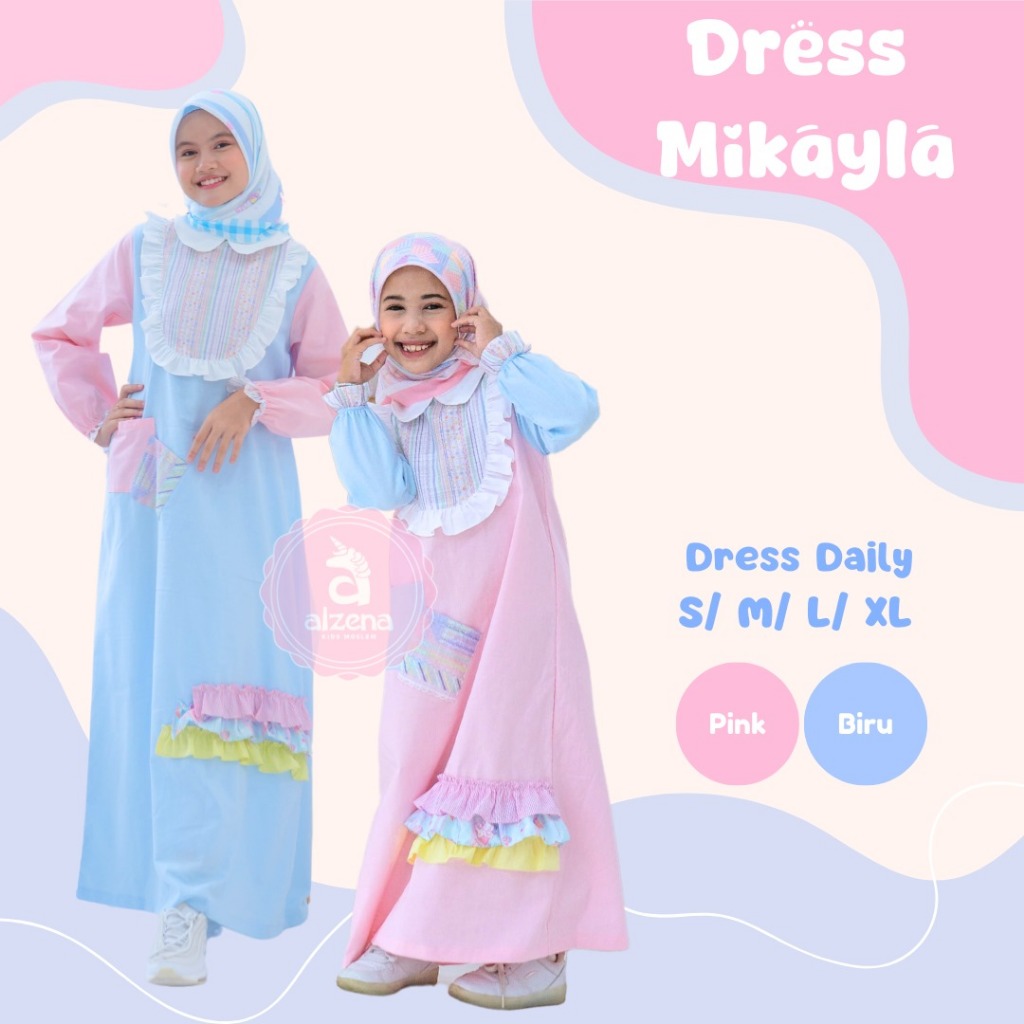 Mikayla Dress Baju Anak Perempuan 4-14 Tahun - Alzena Kids Moslem