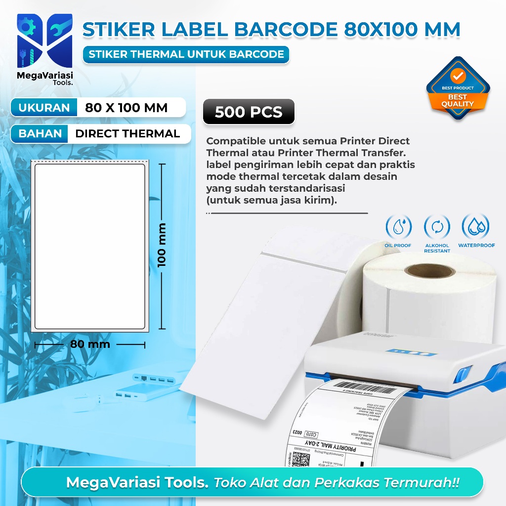 

Label Thermal 80x100mm Kertas Sticker Direct Thermal 80 x 100 mm Kertas Thermal Sticker 80x100 mm Sticker Resi Online Shop Isi 500 Pcs