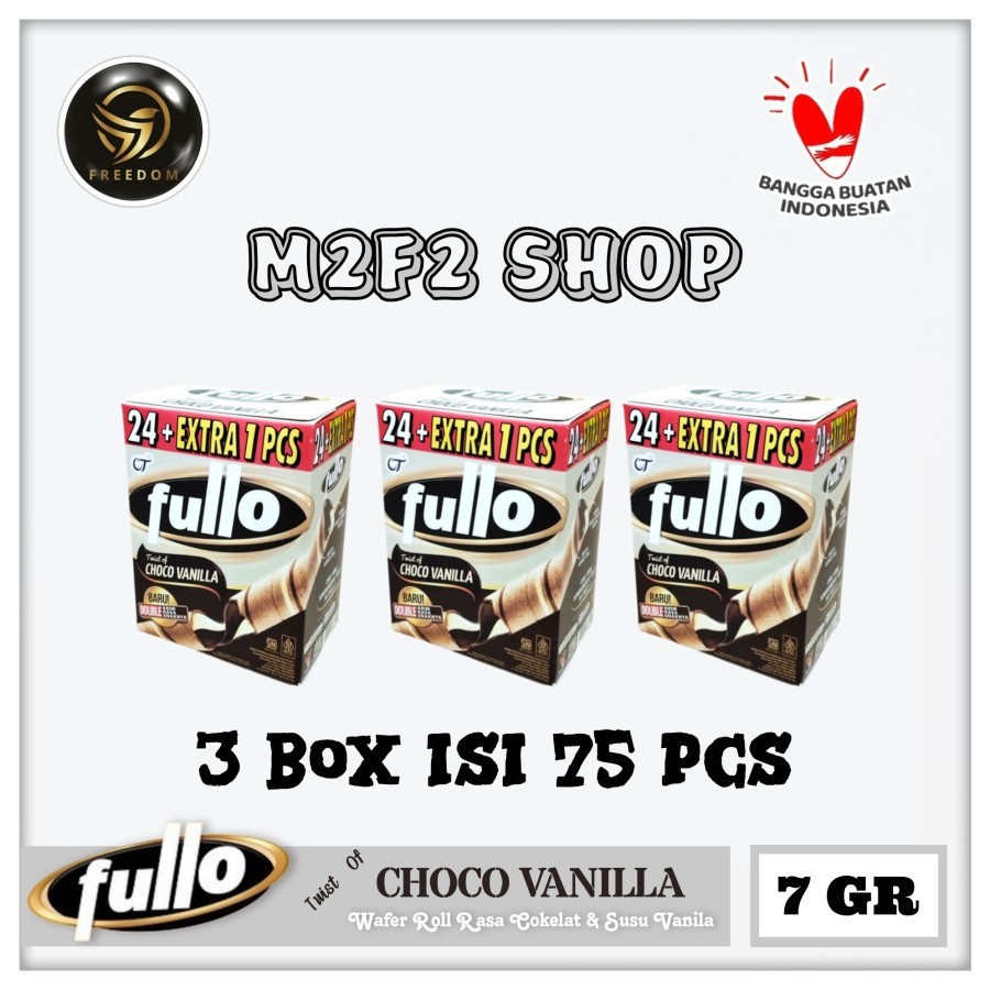 

Fullo Stick Roll Twist Of Choco Vanilla Milk | Wafer Stik Krim Rasa Cokelat & Susu Vanila - 7 gr (Kemasan 3 Box)