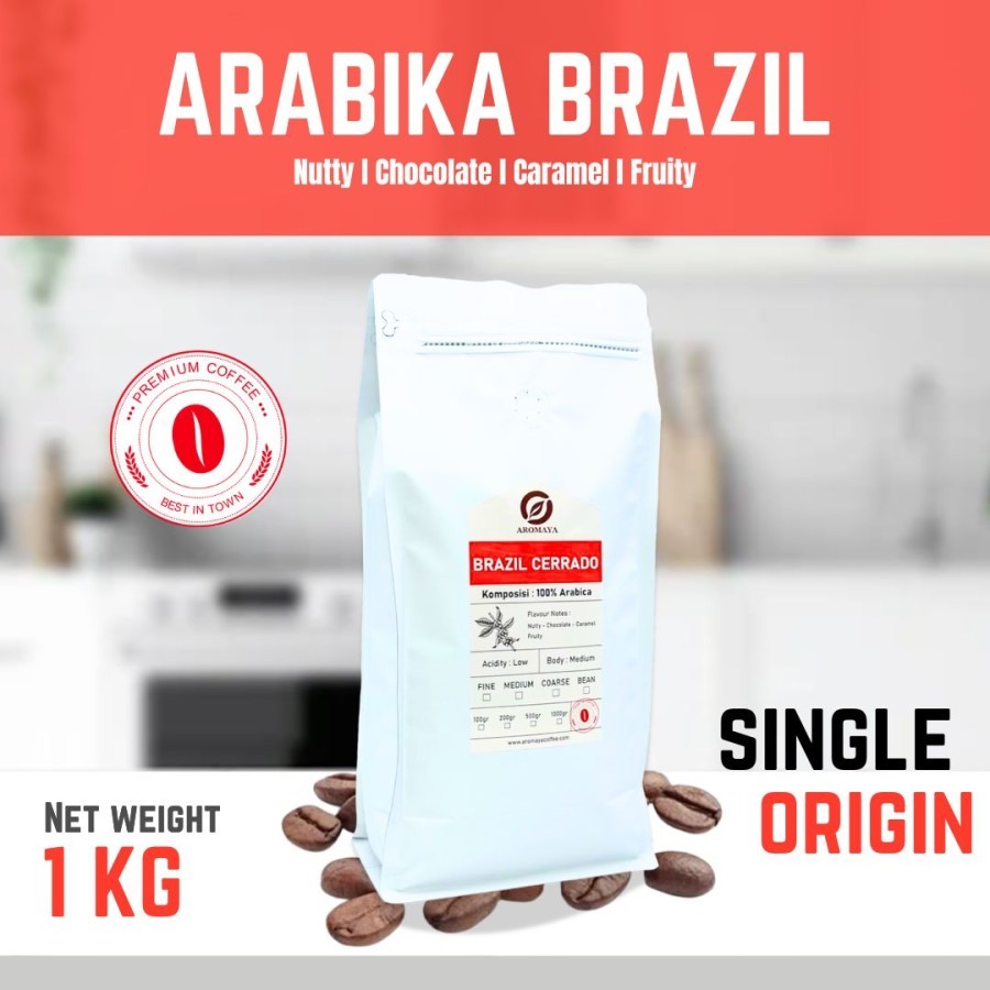 

AROMAYA Kopi Arabika Brazil Cerrado Arabika Coffee 1 KG