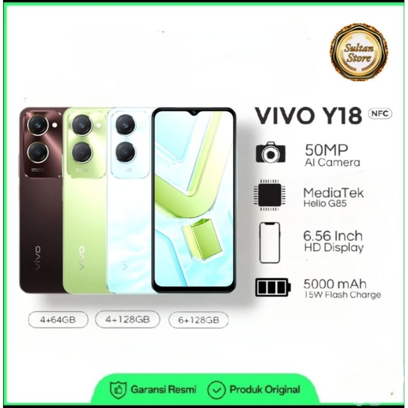 VIVO Y18 6/128GB 4/128GB 4/64GB RAM  6+6GB Extended NFC 5000mAh baterai GARANSI
