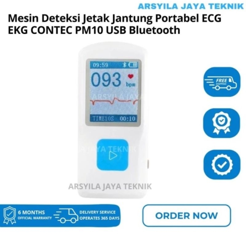 Mesin Deteksi Jetak Jantung Portabel ECG EKG CONTEC PM10 USB Bluetooth