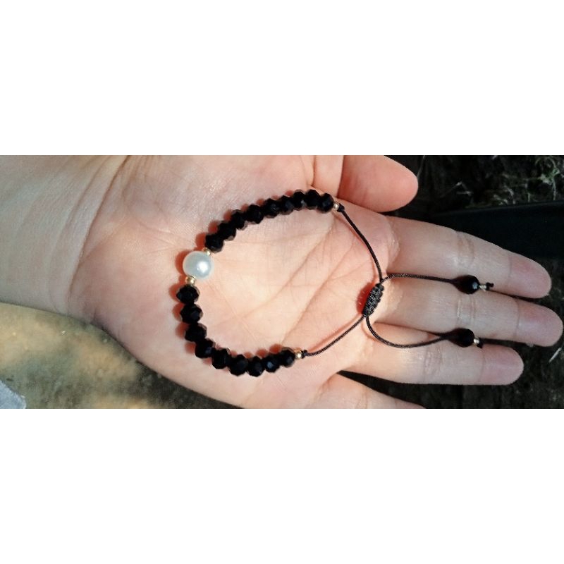 Gelang Variasi Kristal Ceko Hitam Tali Aksesoris Gelang Variasi Emas Gelang Kekinian Gelang Handmade