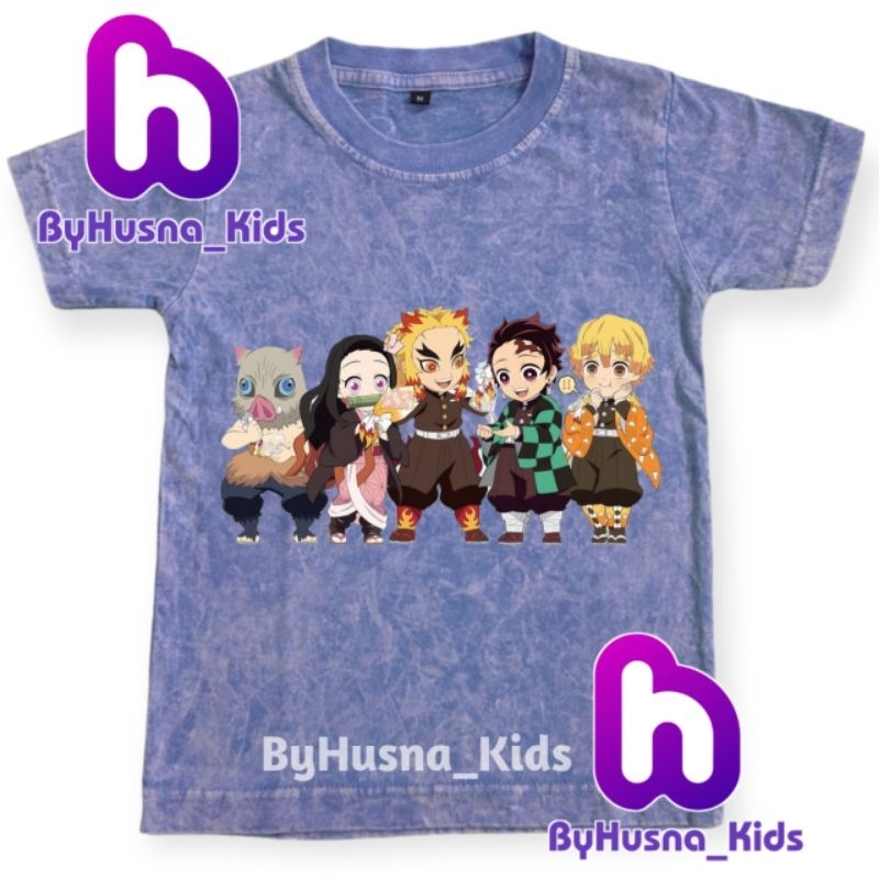 BAJU WASHED ANAK KAOS ANAK NEZUKO ANIME KIMETSU NO YAIBA DEMON SLAYER BAHAN PREMIUM PAKAIN ANAK ATAS