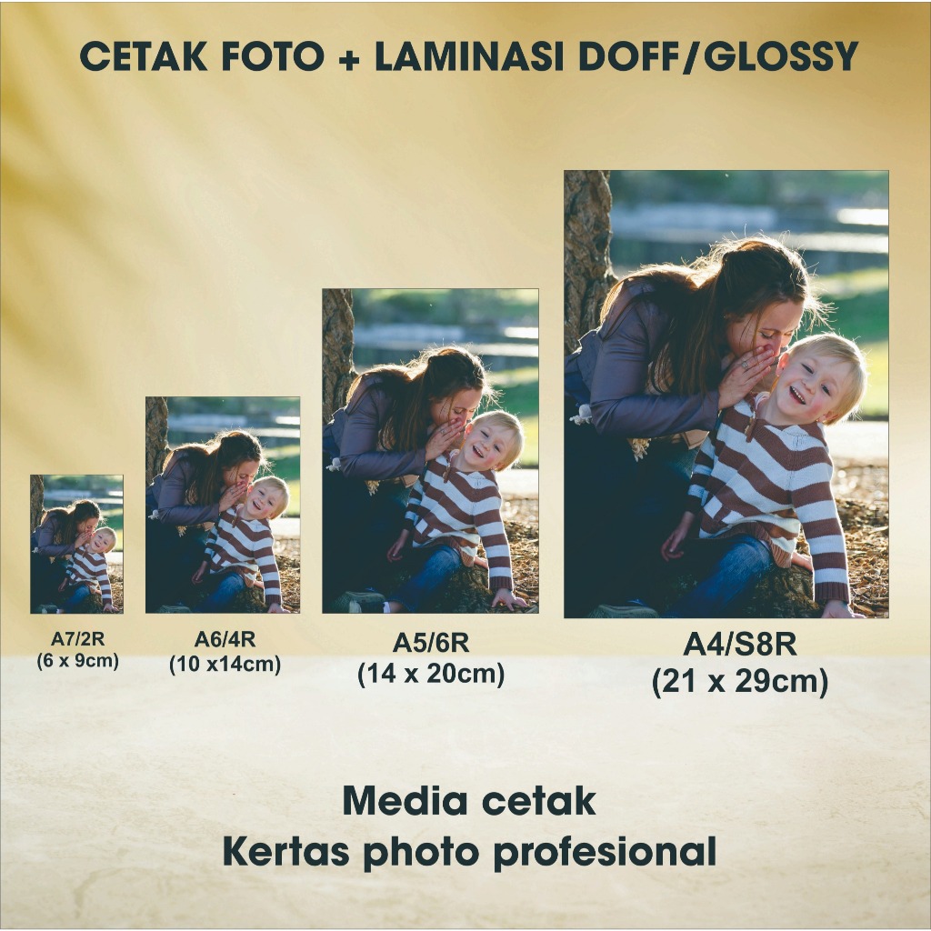 Cetak Foto + Laminasi doff/glossy ukuran 2r 4r 6r s8r