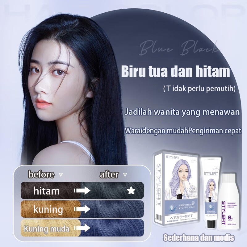 【Beli 100ml gratis 100ml】STYLE FIT cat rambut coklat caramel cat rambut bagus tanpa bleac（cat rambut