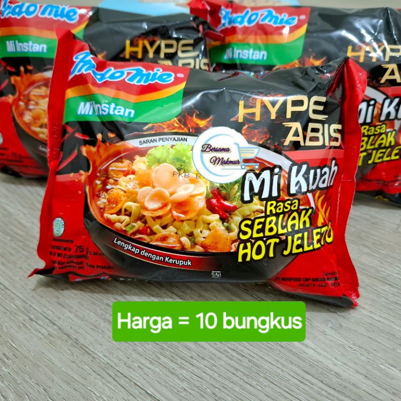 

Indomie Seblak Hot Jeletot mi kuah hype abis @ 10 bungkus