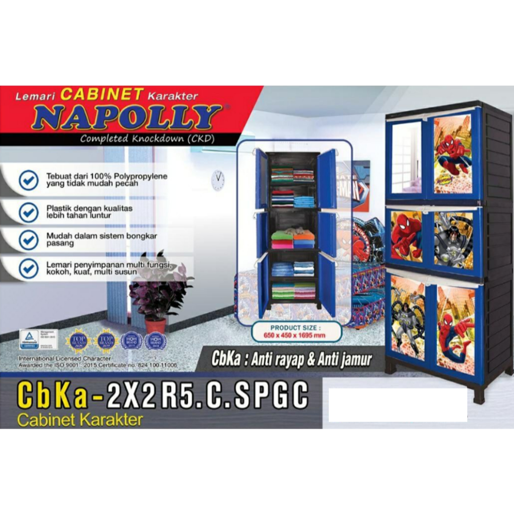 Lemari Plastik Pakaian Napolly Motif Karakter (CbKa - 2X2R5.C.CK)(BCBC B-X48/X36)