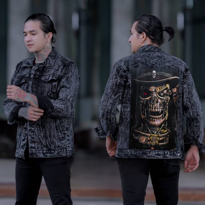 JAKET JEANS PRINTING DENIM PRIA SANDWASH DISTRO M L XL XXL XXXL