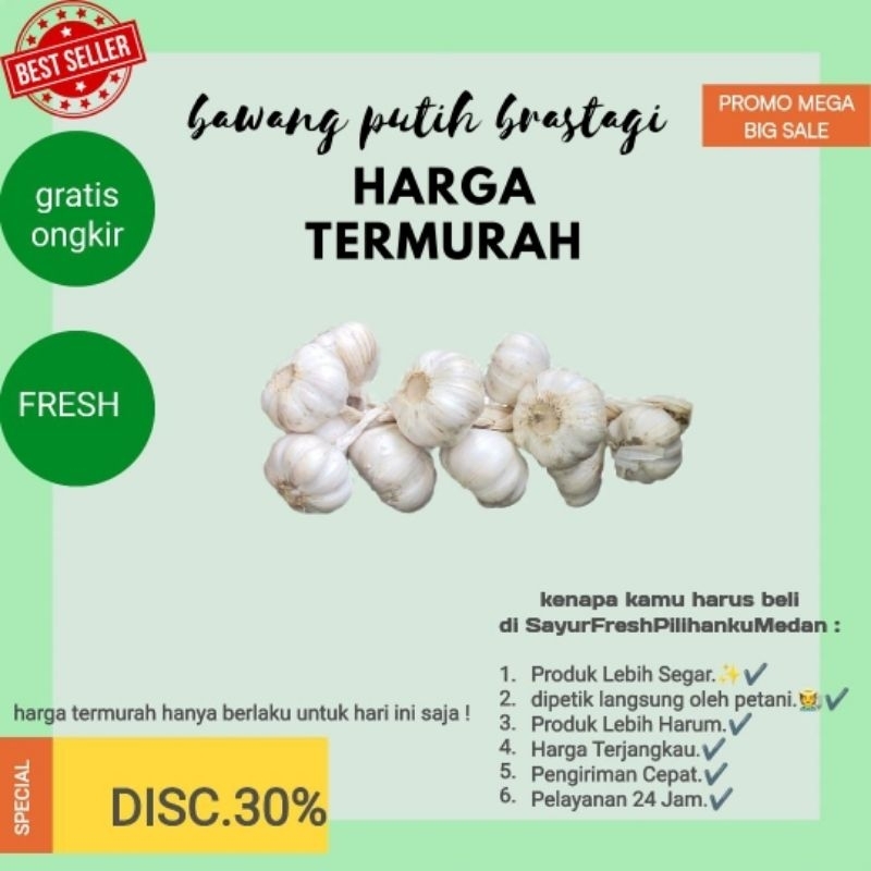 

Promo Bawang putih Brastagi murah pengharum masakan bikin masakan enak|Gratis ongkir |siap kirim sekarang juga|dipetik langsung oleh petani