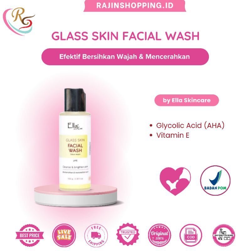 ELLA SKINCARE GLASS SKIN FACIAL WASH SABUN MUKA PENCERAH