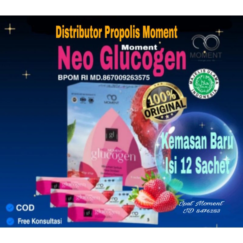 GLUCOGEN MOMENT 1 BOX ISI 12 SACHET MENCERAHKAN KULIT