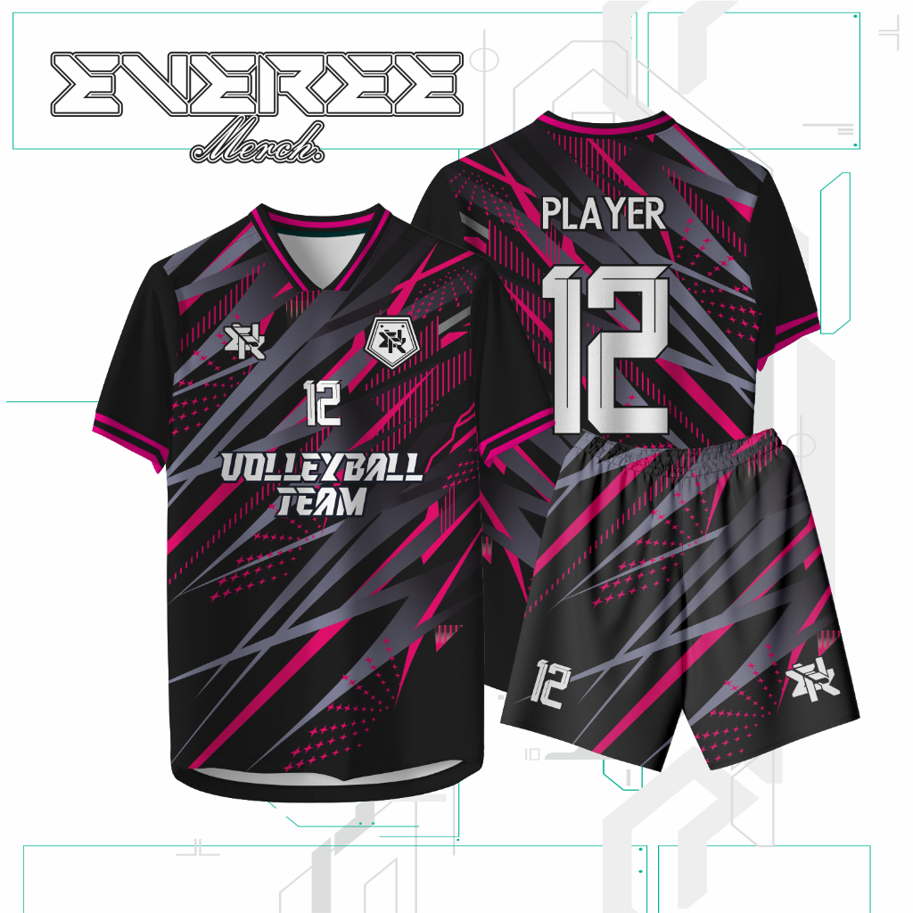 JERSEY VOLLY STAR PINK BAJU VOLI COWOK CEWEK FULL PRINT GRATIS NAMA,TEAM,SPONSOR,NOMOR,LOGO