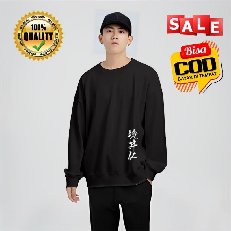 Baju Atasan Pria Lengan Panjang Motif NEW KANJI | Kaos Lengan Panjang Cowok
