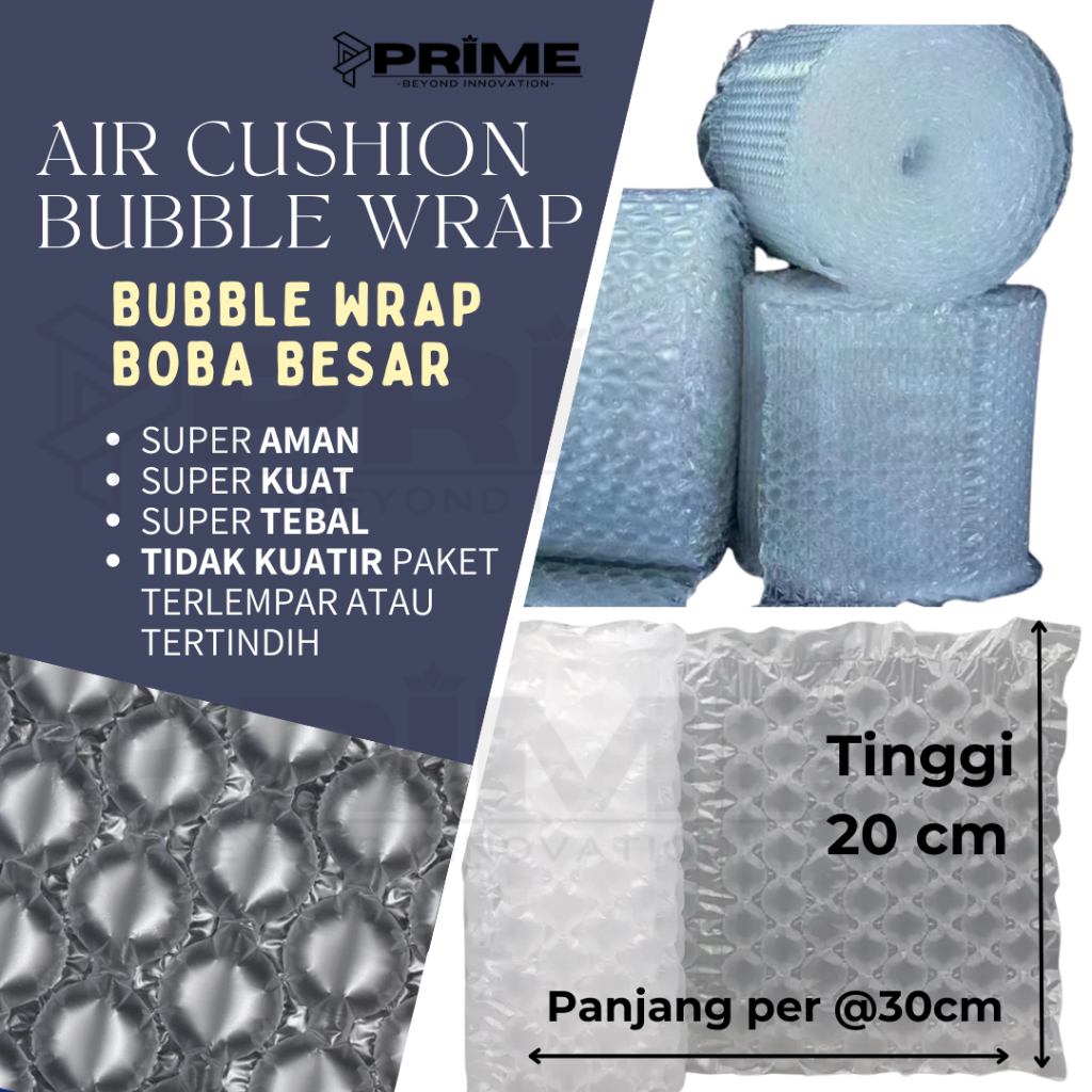 

BUBBLE WRAP BOBA BESAR - T20CM X P30CM AIR CUSHION ROLL PACKING PAKET PACKAGING TEBAL - 20CMX@30CM