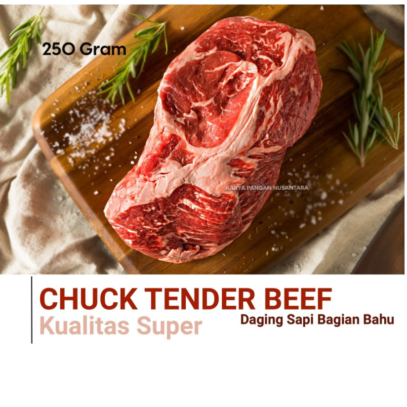 

DAGING SAPI CHUCK TENDER 250GR KUALITAS SUPER BEEF MEAT 250 GRAM