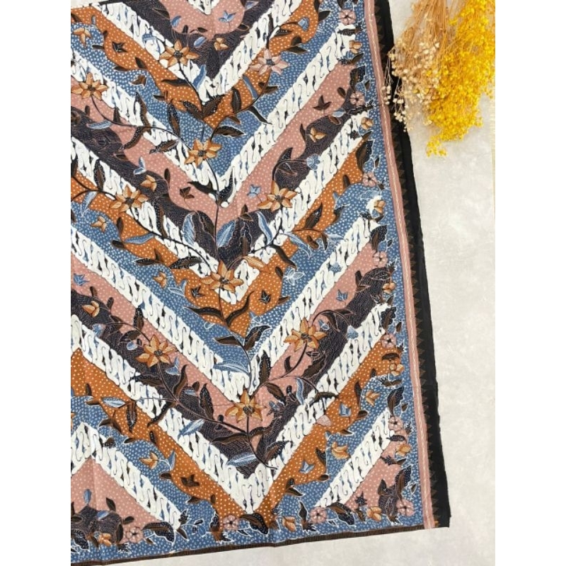 kain batik full tulis asli khas trusmi cirebon bahan katun motif dlorong alusan garis zig zag pria w