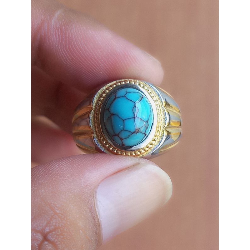 Natural Batu Pirus Mesir Ceplok Kura