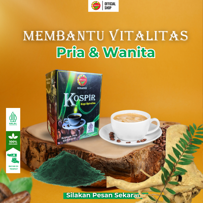 

KOSPIR Kopi Herbal Spirulina - Rahasia Vitalitas Pria Wanita - 6 Sachet