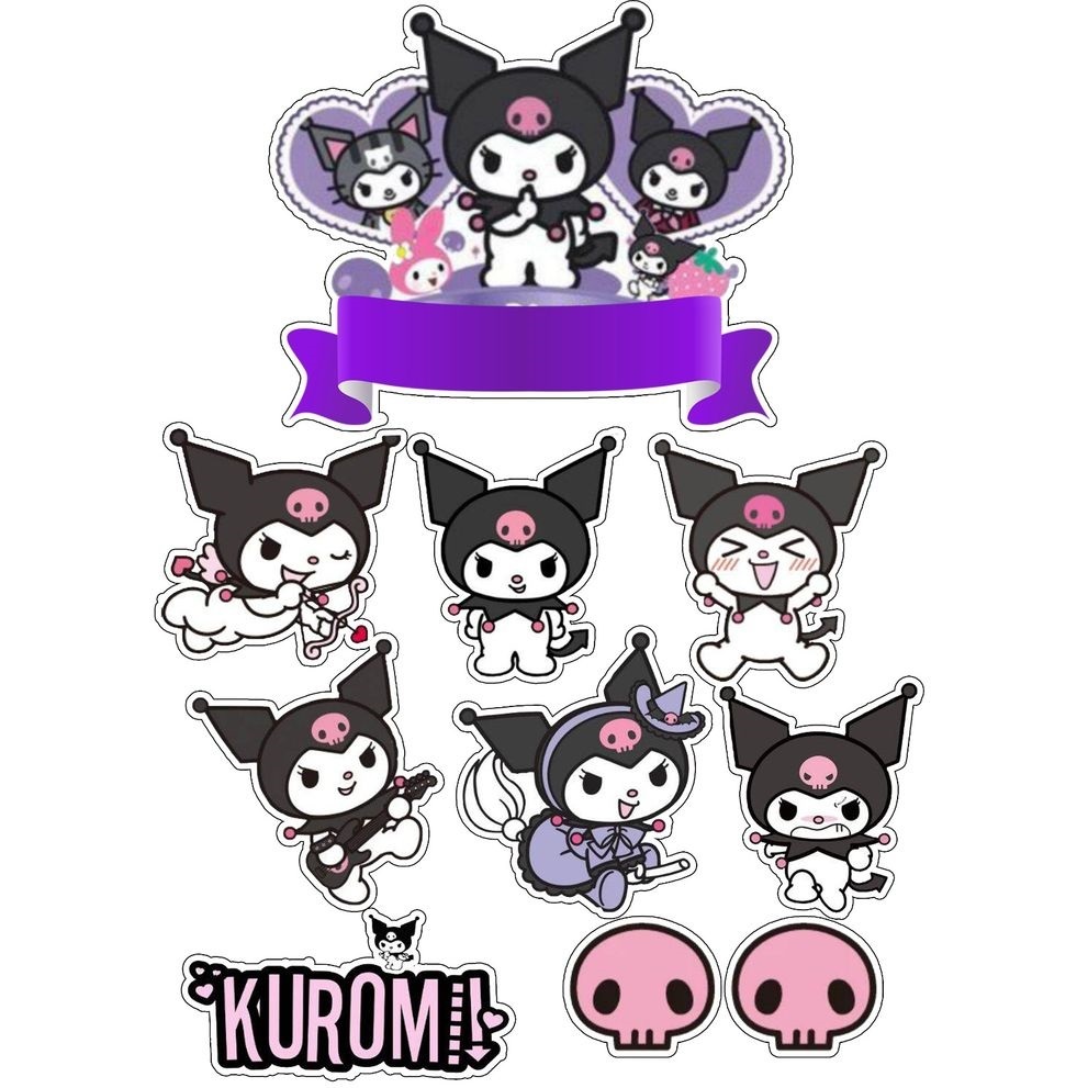 Topper KUROMI / Dekorasi CAKE ULTAH / CUSTOM NAMA / Topper Termurah