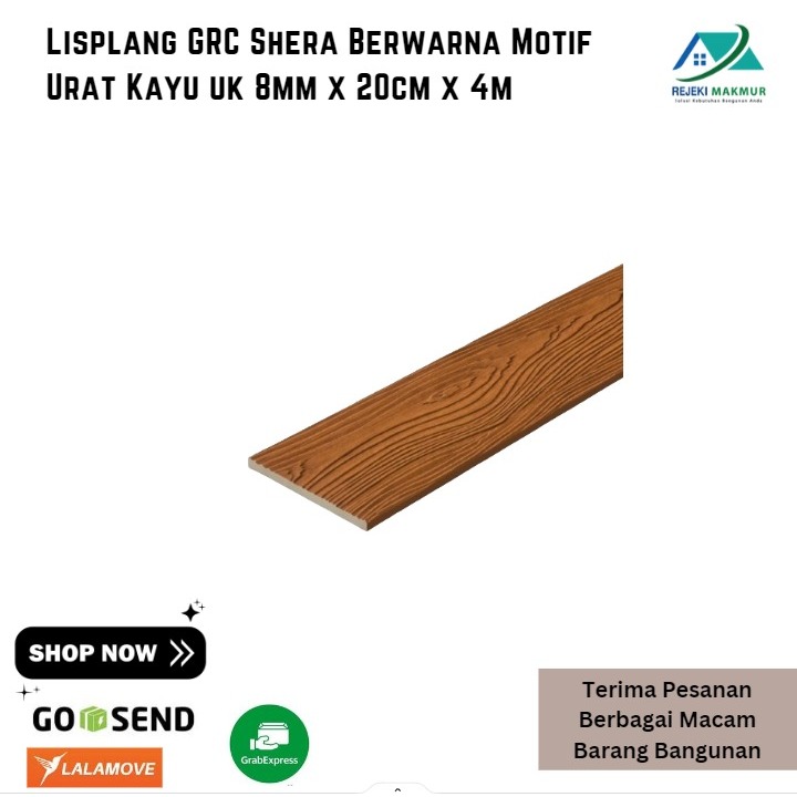 Lisplang GRC Shera Berwarna Motif Urat Kayu uk 8mm x 20cm x 4m