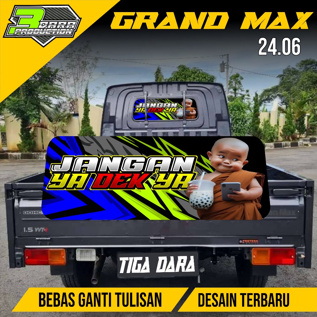 STIKER ONE WAY KACA BELAKANG MOBIL GRAND MAX DESAIN TERBARU 24.06