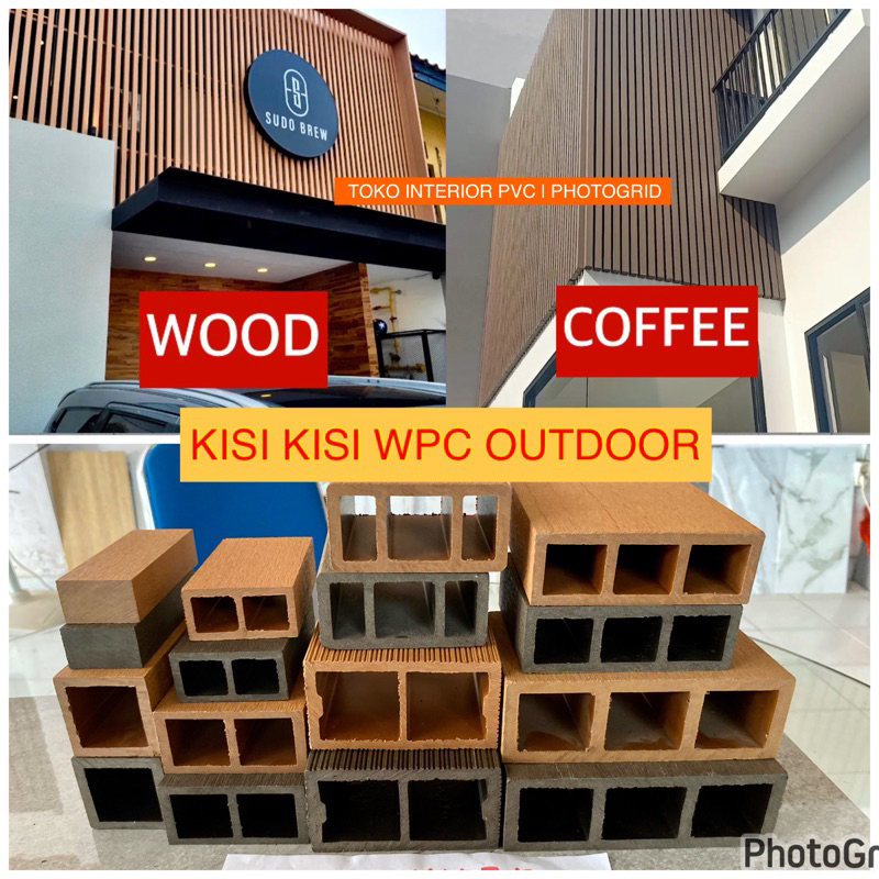 Hollow kisi kisi WPC kotak 5cm x 10cm panjang 290cm Partisi Pembatas Dinding Motif Kayu - WALL PANEL