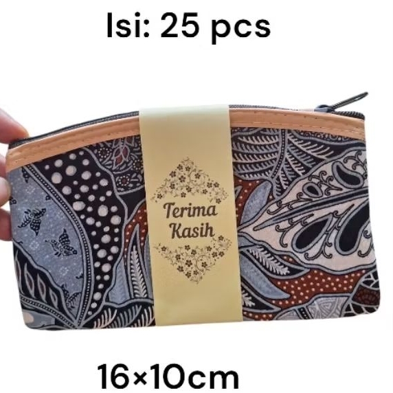 isi 25pcs SOUVENIR PERNIKAHAN DOMPET BATIK IBU SUDAH KEMAS PLASTIK DAN FREE UCAPAN TERIMAKASIH