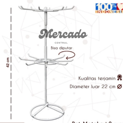Rak Aksesoris Putar 2 Susun Rak Display Perhiasan Gelang Rak Matahari Gantungan Toko Minimalis